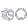 High Quality Diamond Studded Tunnel Earrings Solid 14k White Gold