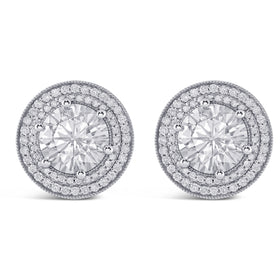 Large 8ct Double Halo Diamond Earrings ER917