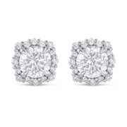 Diamond Stud Earrings Round Halo Style ER914