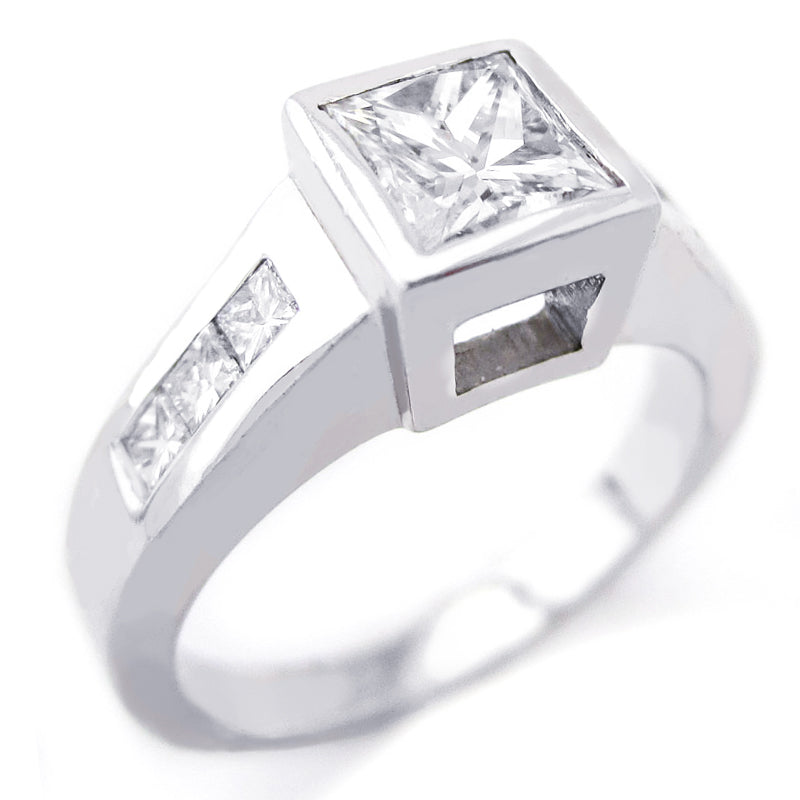 Bezel set princess discount cut engagement ring