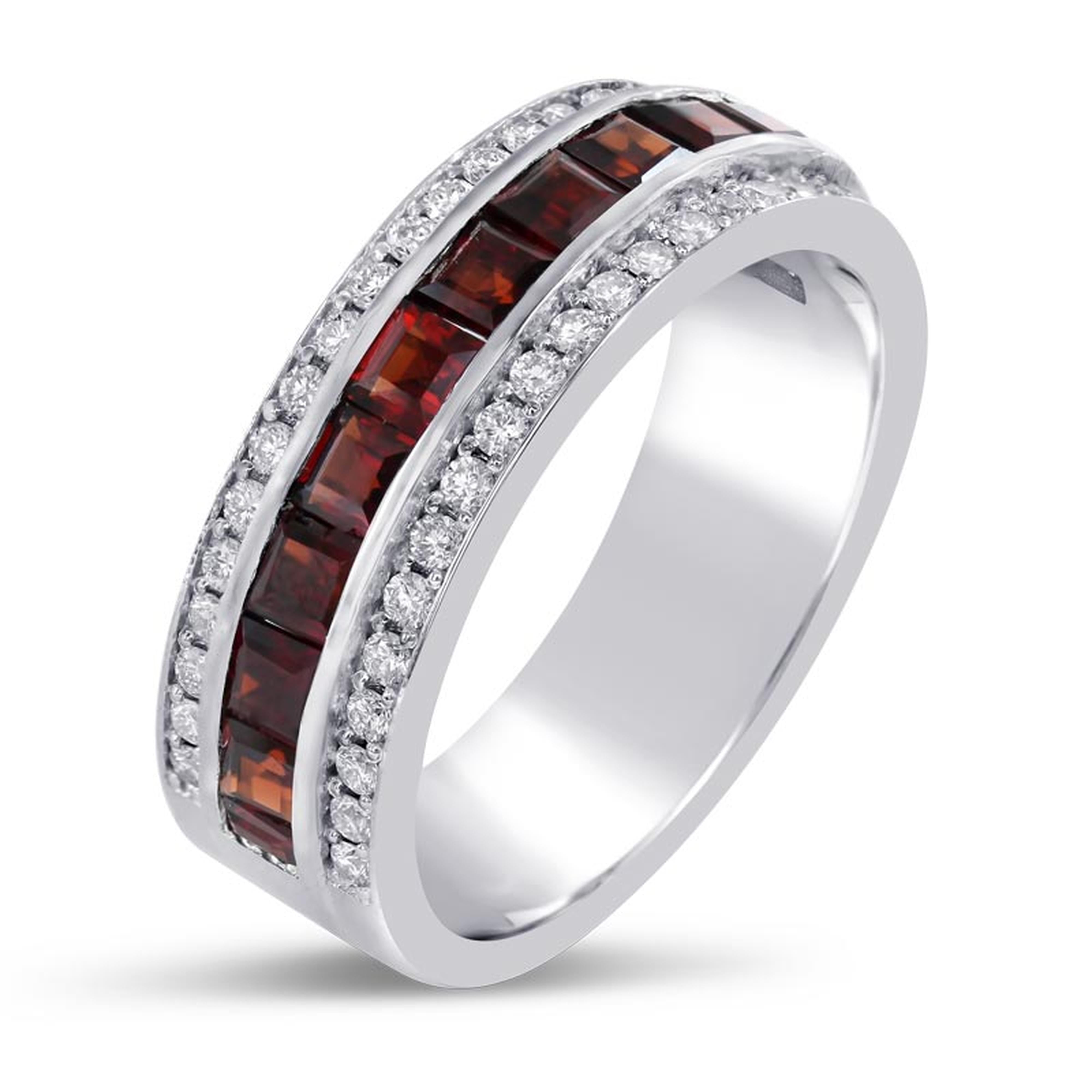 Garnet and clearance diamond wedding band