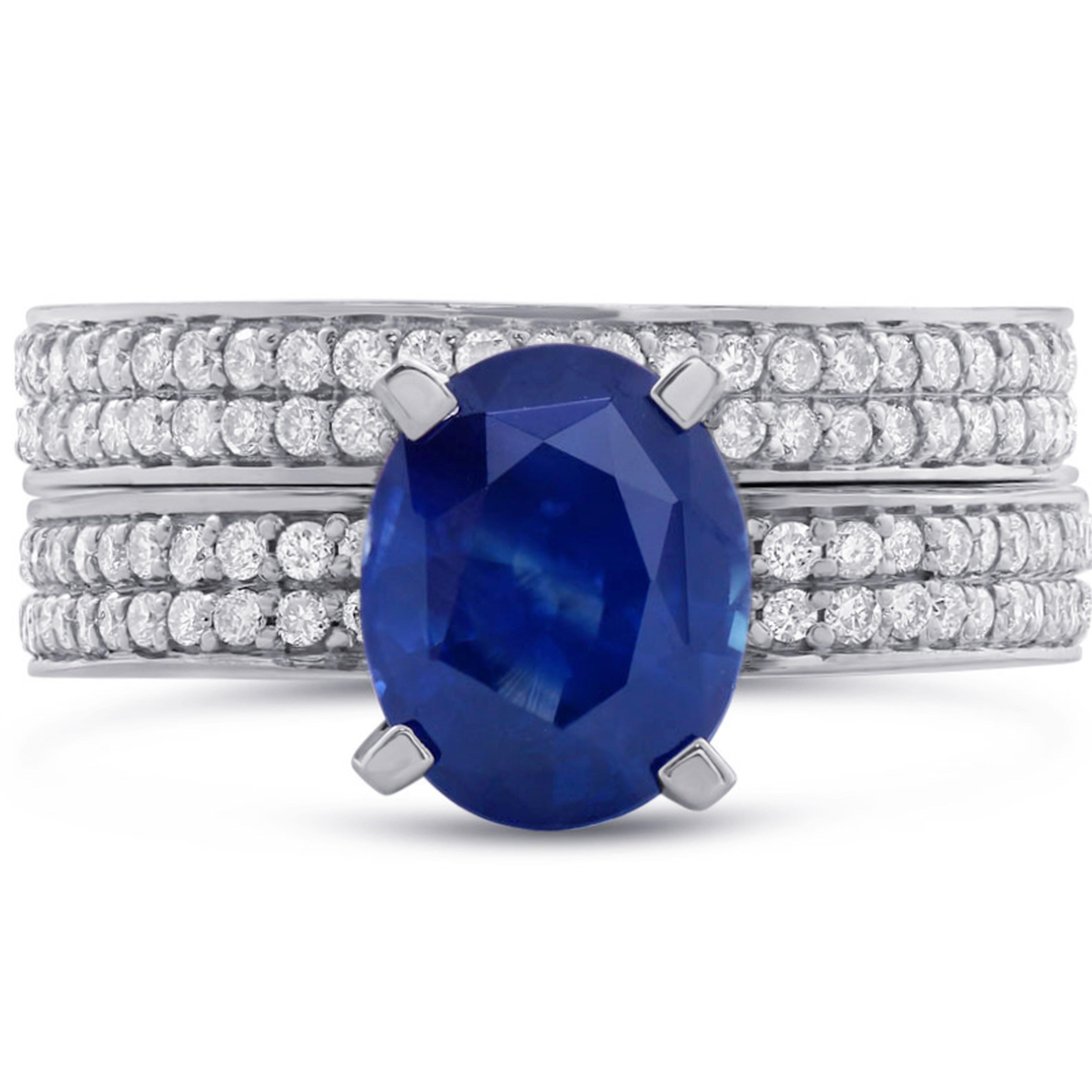 Shop best selection of sapphire wedding sets with oval shape sapphire