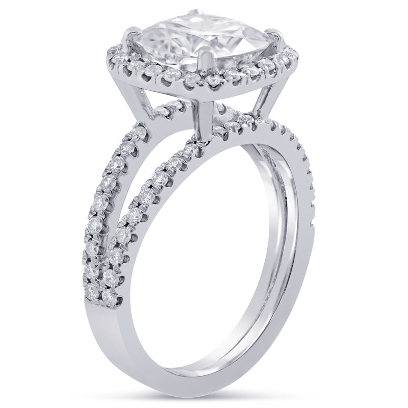 Incredible Cushion Cut Split Shank Diamond Engagement Ring Affordable ...