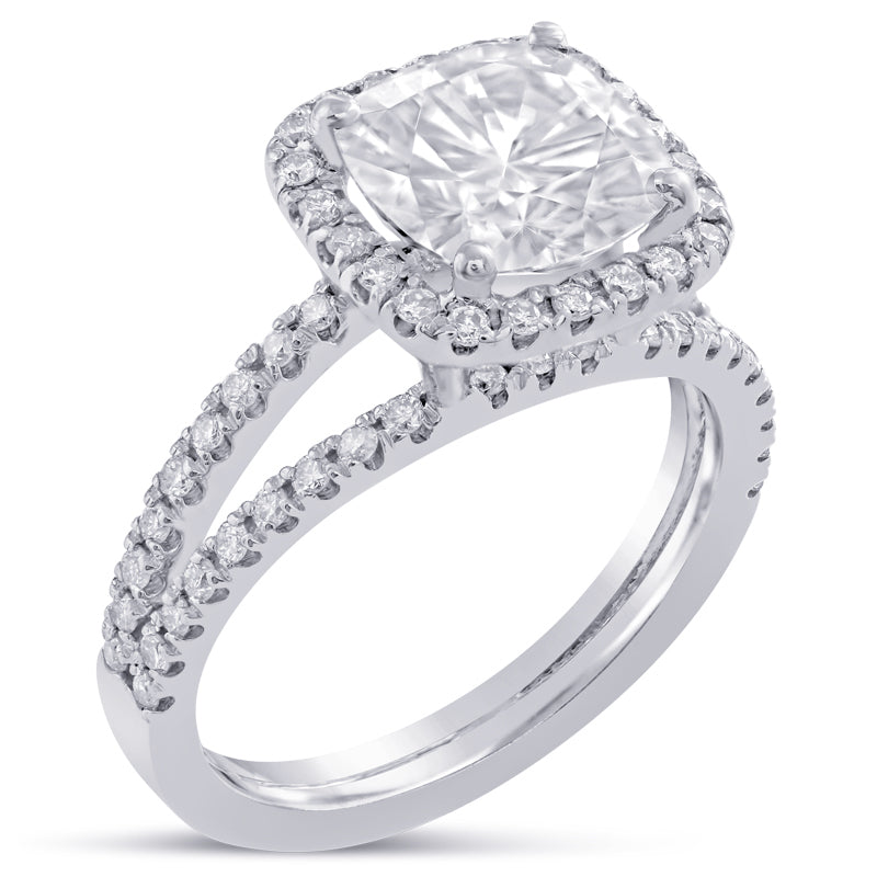 Incredible Cushion Cut Split Shank Diamond Engagement Ring Affordable ...