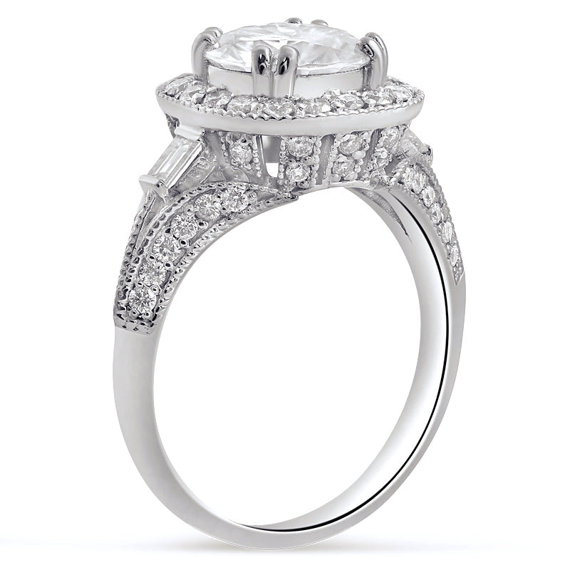 Round cut antique style split shank diamond engagement ring with 2ct ...