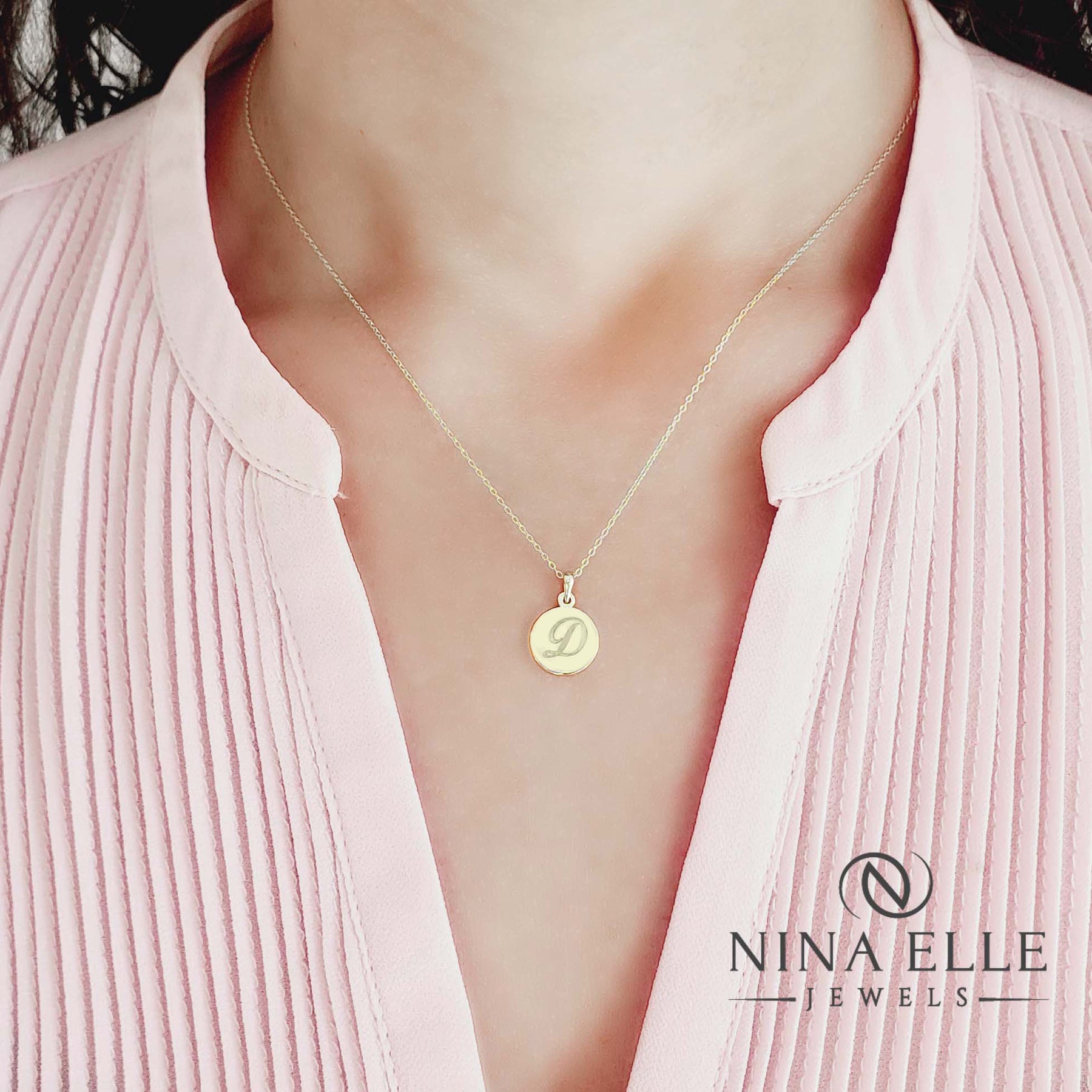 ID Necklace 18K Yellow Gold Filled Ladies Initial Identification ID Necklace 18K Yellow Gold Filled Ladies Initial Identification