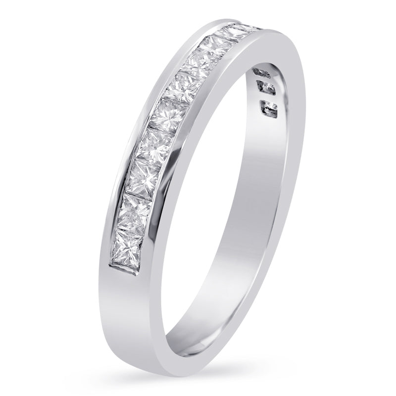 princess cut three stone channel set diamond engagemet ring and band ...