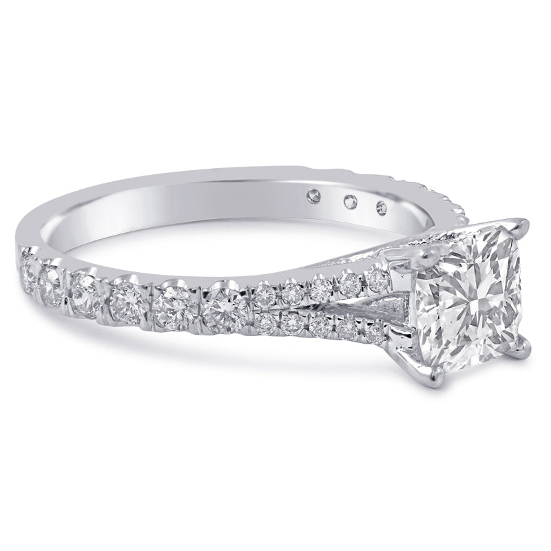 Dazzling cushion cut split shank diamond engagement wedding set ring ...
