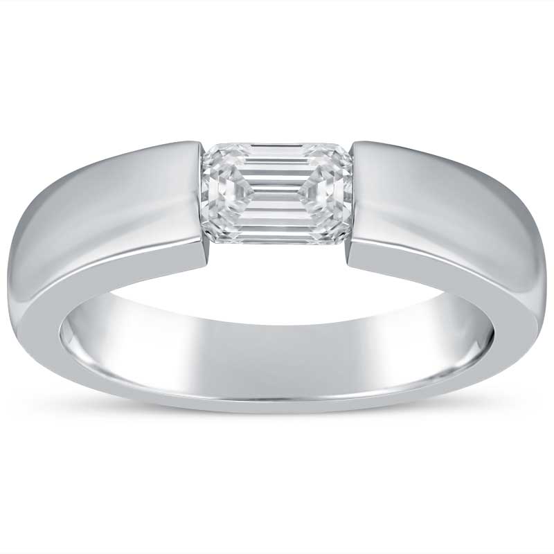 Tension set emerald cut diamond ring Clearance