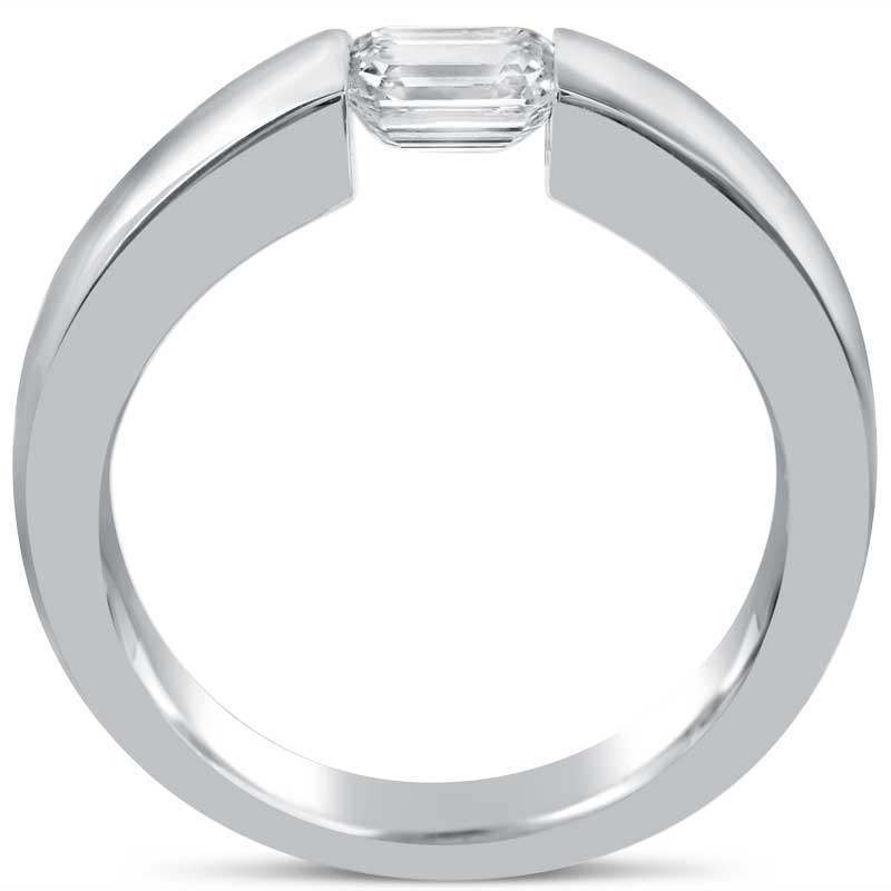 Tension set emerald cut diamond ring deals