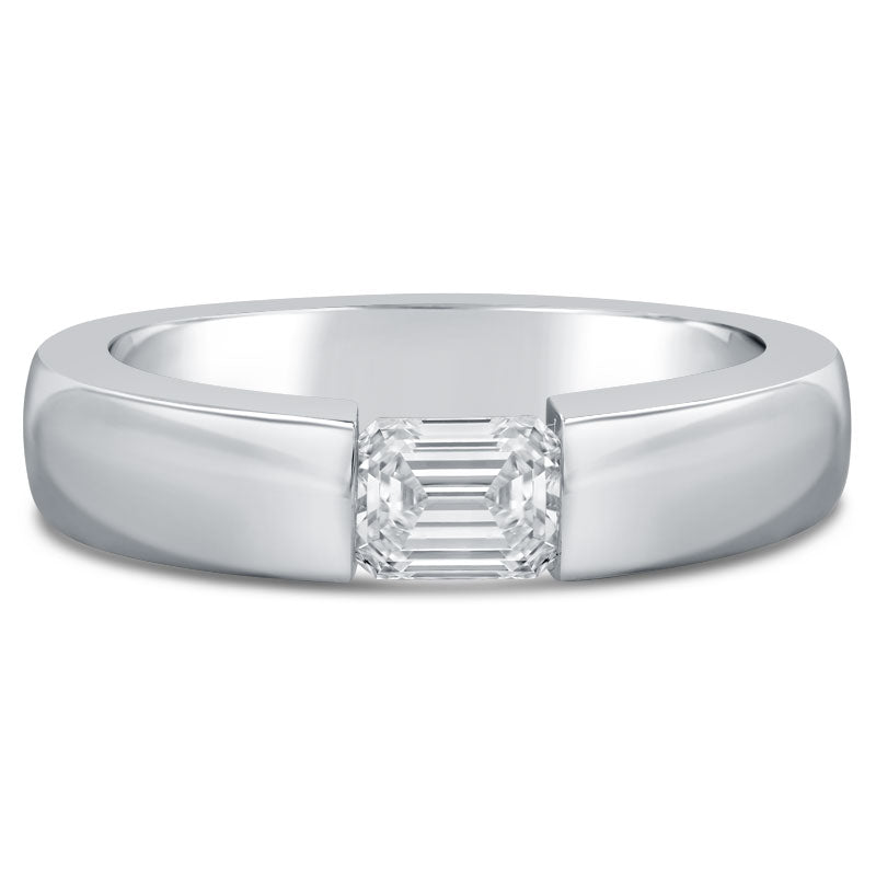 Horizontal emerald discount cut wedding band