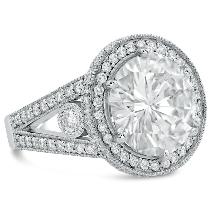 Buy now 12mm large moissanite engagement ring with natural