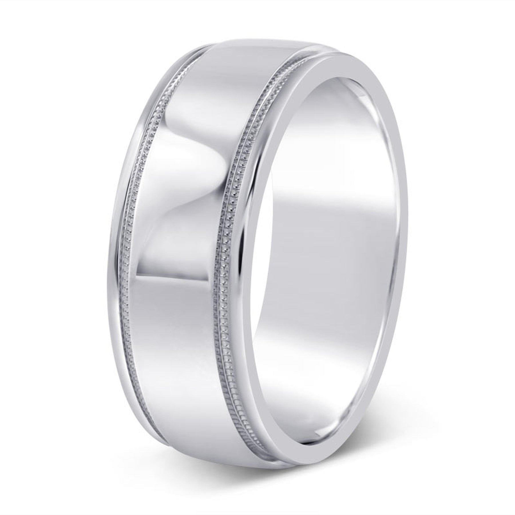 Solid white gold mens wedding band new arrivals
