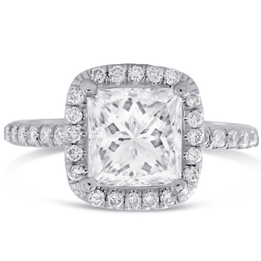 2.50ct Princess Cut Halo Style Diamond Engagement Ring Harry Winston Inspired Nina Elle Jewels