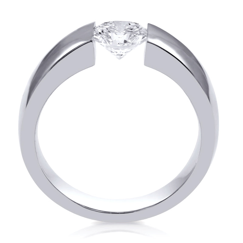 1ct solitaire diamond engagement ring tension setting with wide